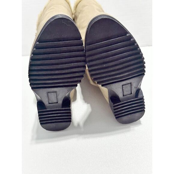 AJ Valenci Icicle Round Toe Mid Calf High Faux Fur Collar Zip Winter Boots Tan 7 - Picture 13 of 16